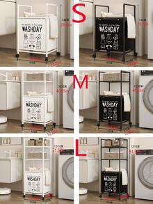 1pcMultifunctional Laundry Cart With Wheels | 3-Tier Storage Shelf & Removable Laundry Basket | Rolling Organizer For Bathroom, Laundry Room, Bedroom - Multicolor - View 11