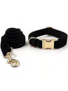 2pcs Set, New Velvet Zinc Alloy Buckle Collar + Leash Suit, Suitable For Large, Medium And Small Pet Dogs, Soft And Comfortable, Durable Zinc Alloy Buckle, Gold Plated, More Sturdy Than Plastic Buckle, Easy To Tighten And Quick Release, Holiday Birthday Gift (Due To Fabric Batch Difference, Slight Color Difference, Random Delivery) - Multicolor - View 32