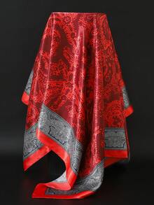 1pc 35.4inch Luxury Printed Scarf, Versatile Travel Shawl, 90*90CM Square Scarf For Women - Multicolor - View 7