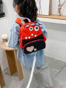 卡通恐龙印花背包，可爱书包，休闲卡通图案背包 - 均碼 - 查看 4