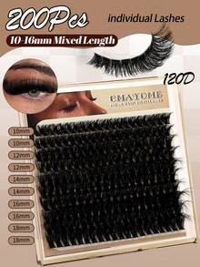 120D/100D/80D/60D/50D/40D/30D Soft & Fluffy Eyelash Cluster Set, Thick Eyelash Extension, Individual Lashes, Faux Mink Lash Cluster, D+ Curled, 10MM/12MM/14MM/16MM/18MM Eyelash Extension, Thick Eyelash Extension, Eyelash Cluster, DIY Makeup (200/180/140pcs/Box) Eyelash Cluster, Eyelash Cluster, Individual Lashes, Eyelashes, False Eyelashes - D+ - View 5