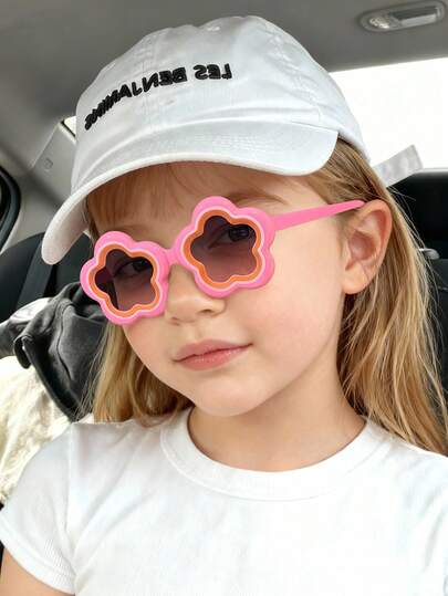 1 chiếc kính thời trang trẻ em cho độ tuổi 5-10, gọng hình hoa, chất liệu polycarbonate, kiểu dáng dễ thương, trẻ trung, phù hợp cho sinh hoạt hàng ngày, vui chơi, dự tiệc, kèm hộp đựng kính.