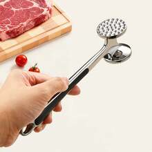 1pc Stainless Steel Meat Tenderizer, Kitchen Cooking Tool For Pounding Steak, Meat Mallet, Commercial Meat Pounder - Silver - View 3