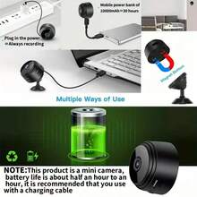 1/2pcs Mini Smart Camera, Home Security Camera, Battery & USB Dual Power Supply, Real-Time Remote Viewing Via App - Perfect For Home Monitoring, Mini Magnetic Camera, Supports 2.4G Wi-Fi Only, No 5G Wi-Fi Support - Black - View 8
