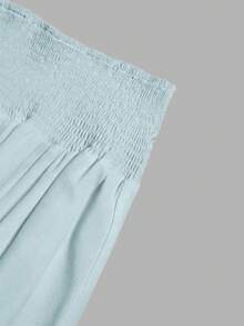 Women's Solid Color Minimalist Versatile Ruffle Hem Bubble Crinkle Feeling Semi-Sheer Skirt Summer - Light Wash - View 4