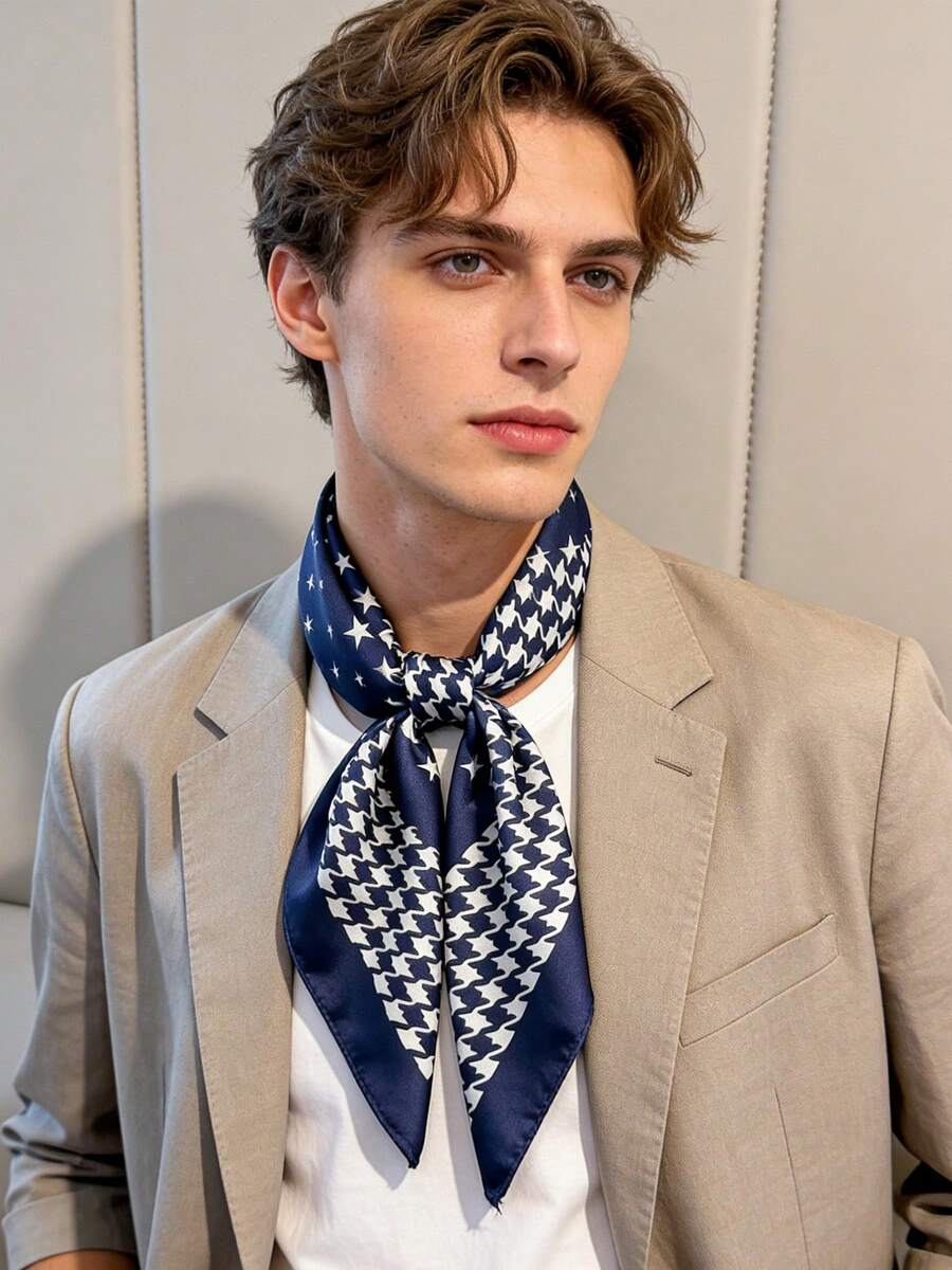 A Fashionable Spring-Summer Check-Patterned Square Scarf, Suitable For Daily Use, Office Wear, And Vacation Occasions. - Multicolor - View 1