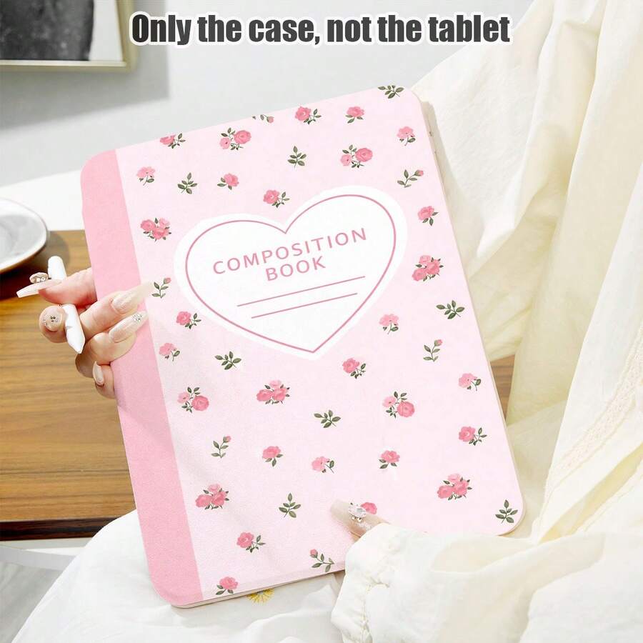 1个粉色花卉爱心图案PU皮革翻盖保护套，带360°旋转支架和笔槽，支持自动休眠/唤醒功能，兼容三星A9/A9+/S9/S9FE/A11/A11+/S11/S10 FE/S10 FE+/S10 Lite、苹果Air 5/6、荣耀、MatePad SE 11等热门机型，适合作为返校季、情人节、节日礼物。 - 彩色 - 查看 1