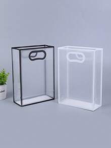 5个/1个透明PVC礼品袋，简约手提袋，包装袋，包装盒，手提包袋，化妆品收纳袋，生日礼物袋，婚礼礼物袋，返校季塑料防水礼品袋，情人节礼物袋，婴儿派对礼物袋 - 查看 7