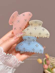 1个/4个装优雅水晶珍珠发夹，公主风半扎发爪，2026新款发饰 - 彩色 - 查看 3