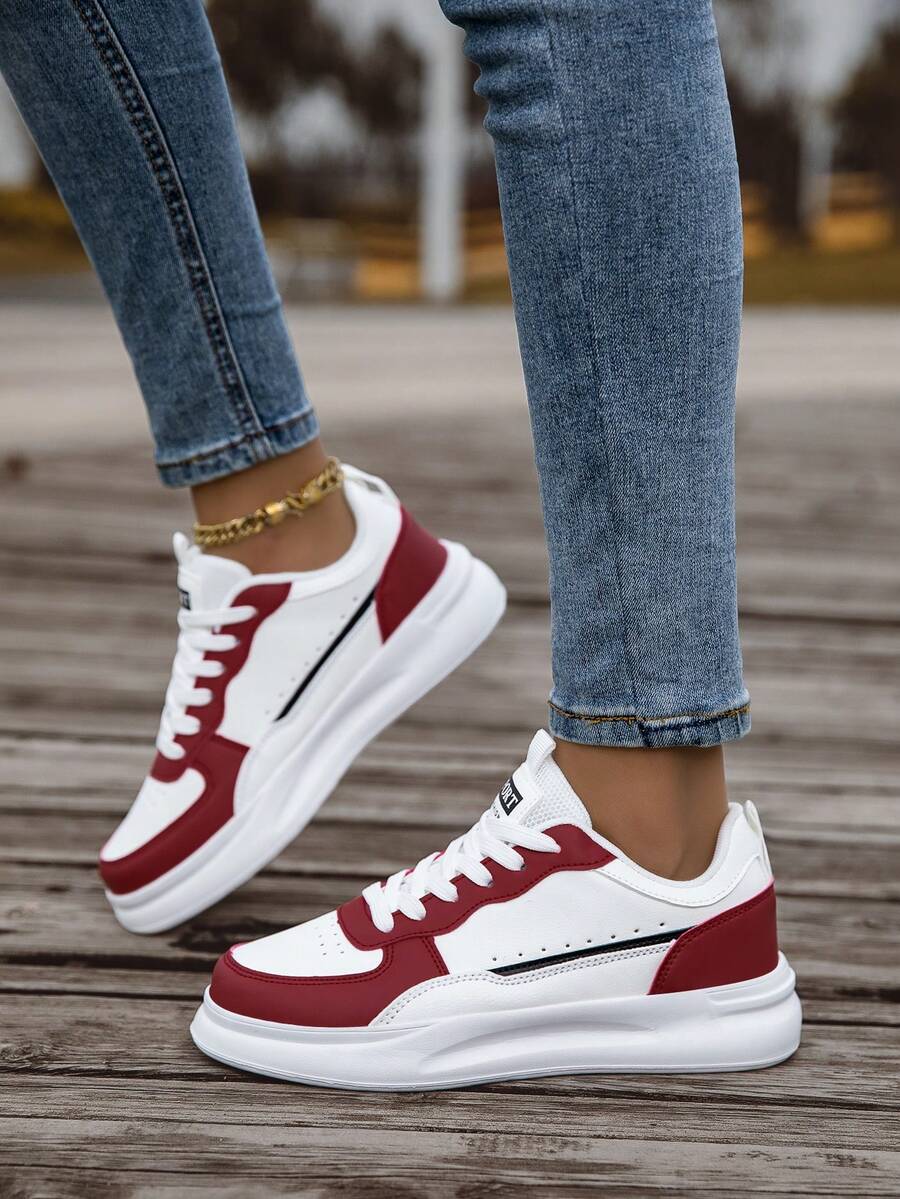 Women's Fashion Casual Comfortable Soft Sole Sneakers, Versatile Daily Wear - Red - View 1