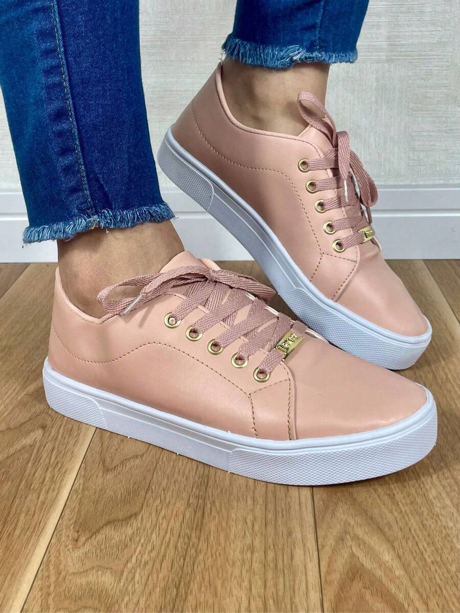 Women's Casual Sneakers, Women's Flat Shoes, Women's Fashionable, Comfortable, Soft, Flat Shoes For Everyday Wear, New - 乾枯玫瑰色 - 查看 1