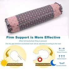 Almohada de trigo sarraceno de cuello redondo almohada cervical para dormir de lado y espalda con funda extraíble lavable 16 x 4 pulgadas gris - Gris - Ver 4