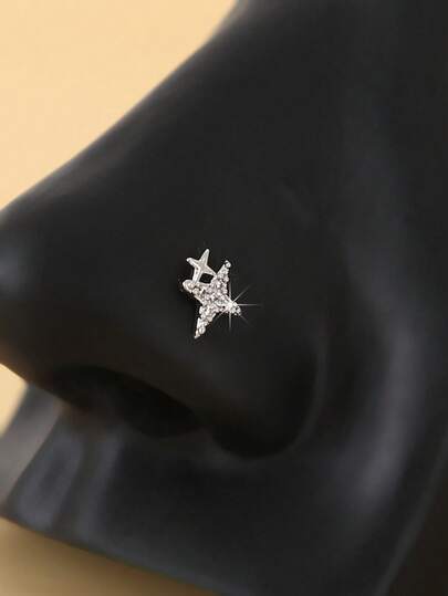 1pc Star Nose Stud, L-Shaped Nose Ring, Fashion Nose Piercing Jewelry