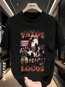 T-Shirt With Vatos Locos Design, Retro Style - Black - View 6