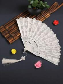 1pc Vintage Chinese Style Folding Fan, Sakura Flower Design, Portable For Summer Dance, Cosplay, Outdoor Travel, Beach, Sports, Office, School, Pool Party, Daily Use,Holiday,Travel - Multicolor - View 13