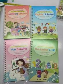 1pc/4pcs Reusable Magic Handwriting Practice Book, Calligraphy Copybook, Suitable For Children, Magic Writing Pad, Tracing Book, Holiday Gift, Stationery Gift, Learning Supplies, Birthday Gift, Christmas - No Pen Needed, Can Write With Regular Ballpoint Pen. (Color And Details Random) - Multicolor - View 13