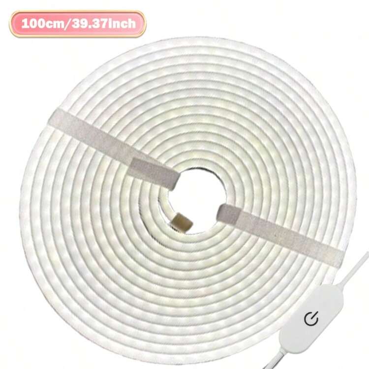 1m LED Light Strip: Create A Personalized Atmosphere Through Color Lighting, Suitable For Leisure, Work, Commercial Display And Other Scenarios. Available In Short Length For Small Areas. Choose Between White And Warm Light. Made Of Silicone Material. Touch To Turn On/Off, Long Press To Adjust Brightness, Short Press To Switch Color Temperature. All Functions At Your Fingertips, No Extra Remote Or Complex Buttons, Easy To Use. - white light - View 13