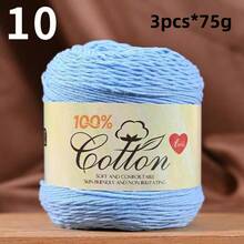 3-Pack Premium 100% Cotton Yarn, Soft & Cozy, Suitable For Handmade Sweaters, Scarves, Hats, Jackets, Vests, Shawls, Cushions, Etc. 3 Skeins X 75g = 225g - 75g Cotton - View 16