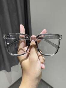 2 paires/1 paire de lunettes transparentes colorées à monture complète géométrique avec verres plats, style décontracté classique personnalisé, combinaison adaptée pour la lecture, le bureau, la conduite, les jeux, les affaires décontractées, accessoires pour femmes - transparent - Voir 5