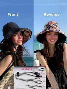 Mũ chống nắng hai mặt họa tiết hoa, mũ vành rộng che nắng, chống tia UV. - nhiều màu - Xem 3