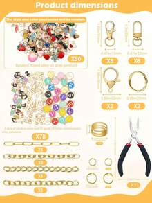 282/318pcs Keychain Making Tool Kit, Includes Oily Pendant, Letter Pendant, Keyring, Chain, Pliers And Thimble, Suitable For DIY Crafts, Bag Keychains, Hanging Chains - Multicolor - View 11