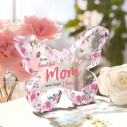 1pc Mother's Day Gifts Butterfly Acrylic Plaque, Gifts For Mom Grandma Wife, Birthday Gift, Desk Decor, Bedroom Decor, Home Decor, Office Decoration, Room Decor