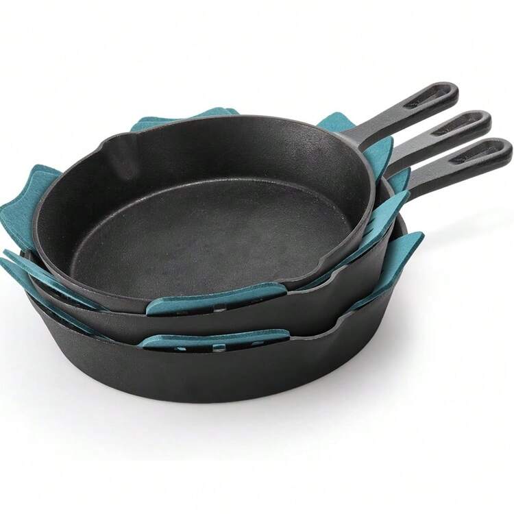 4/8 piezas Protectores de ollas y sartenes, 4 tamaños diferentes de separadores antideslizantes para ollas y sartenes, juego de protectores de utensilios de cocina de fieltro para apilar y proteger tus utensilios de cocina - Añade 4