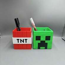 1pc Minecraft TNT Block Pen Holder, Creeper Cube Pen Holder, Minecraft Game Peripheral Multifunctional Pen Holder - Multicolor - View 1