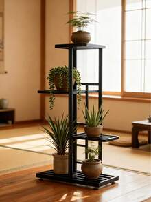 SHENGMAO 1 Piece, 4-Tier Wrought Iron Flower Stand, Perfect For Balconies, Succulent Plants, And Home Decor, Easy Assembly Plant Rack For Indoor And Outdoor Gardens - Black - View 5