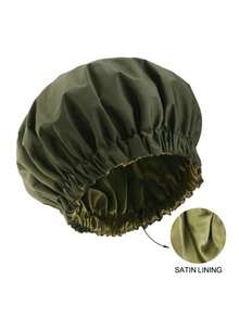 1个可重复使用的防水浴帽，浴帽发网，双层弹性设计，适合所有发型 - 加厚版 - 查看 15