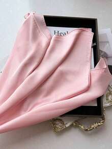 1pc Summer Accessory Scarf, Solid Color Neckerchief, Square Headscarf For Women, Suitable For Dresses - Hồng - Xem 3