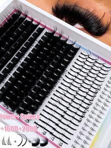 4款漫画风格假睫毛簇，尖头假睫毛，单根睫毛簇，320/310/290/190根装，尖头+下睫毛+160D+200D/60D+80D/80D+100D多款自然妆效，长度6-21mm混合，猫眼浓密水润假睫毛，可重复使用，单根分段式假睫毛，轻盈柔软，在家即可DIY嫁接睫毛 - DD - 查看 11