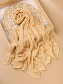 1pc High-Quality Solid Color Soft Breathable Viscose Headscarf, Suitable For Daily Wear With Robes Or Dresses - Multicolor - View 60