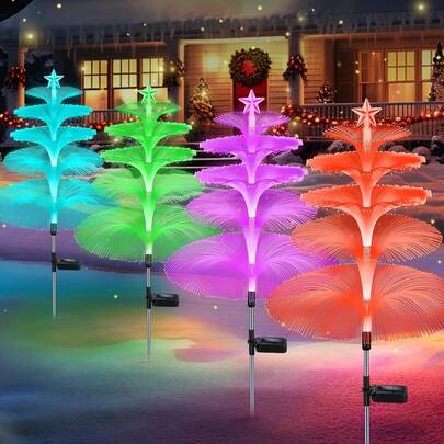 2pcs Solar Powered Garden Lights, Upgraded Solar Outdoor Decor With Jellyfish & Starflower Design, Suitable For Lawn Or Yard Decoration, Perfect For Mother's Day Gift, Holiday Decoration, Floral Design, Waterproof Decor, Solar Landscape Lights
