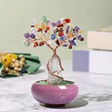 Árvore de Cristal com Cristais, Ametista, Quartzo Rosa, Funcional para Limpeza Energética, Alívio do Estresse, Meditação, Adequada como Decoração Espiritual para o Lar e Presente para o Natal, Dia dos Namorados - multicolorido - Visão 7