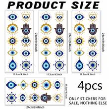 4件套恶魔之眼UV DTF DIY杯子转印贴纸，适用于DIY杯子、电脑、剪贴簿等，DIY爱好者中流行的创意UV DTF贴纸（仅含转印贴纸，不含其他物品） - 彩色 - 查看 2