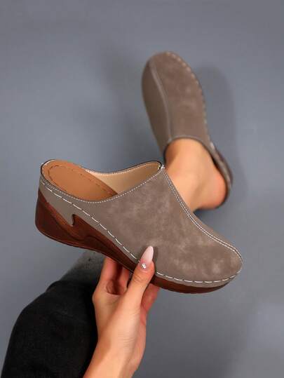 Women's Classic Fashion Casual Elegant Comfortable Beach Resort Versatile Lightweight Platform Slip-On Shoes, Multi-Color