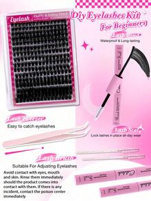 320pcs/Pack Single Cluster False Eyelashes Natural & Slim Style 30D+40D Mixed D Curl 9-16mm Reusable Single Cluster Eyelash Extension Kit With Glue, Adhesive And Sealer, Eyelashes, False Eyelashes, False Eyelash Clusters - Multicolor - View 10