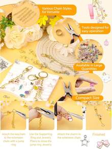 282/318pcs Keychain Making Tool Kit, Includes Oily Pendant, Letter Pendant, Keyring, Chain, Pliers And Thimble, Suitable For DIY Crafts, Bag Keychains, Hanging Chains - Multicolor - View 5