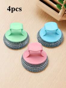 1/4/10 st. avtagbar stålullsborste, fällfri, repfri, fettbeständig rengöringsborste för kök, badrum, diskning, kastruller och stekpannor - Multifärgad - Visa 11