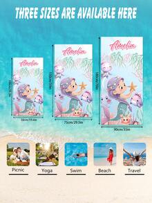 Personalized Children's Beach Towel, Perfect Summer Birthday Gift, Suitable For Various Summer Occasions. Customizable Beach Towel And Accessories, Applicable For Beach, Swimming Pool, Travel, Camping, Yoga And Other Scenarios. - Multicolor - View 3