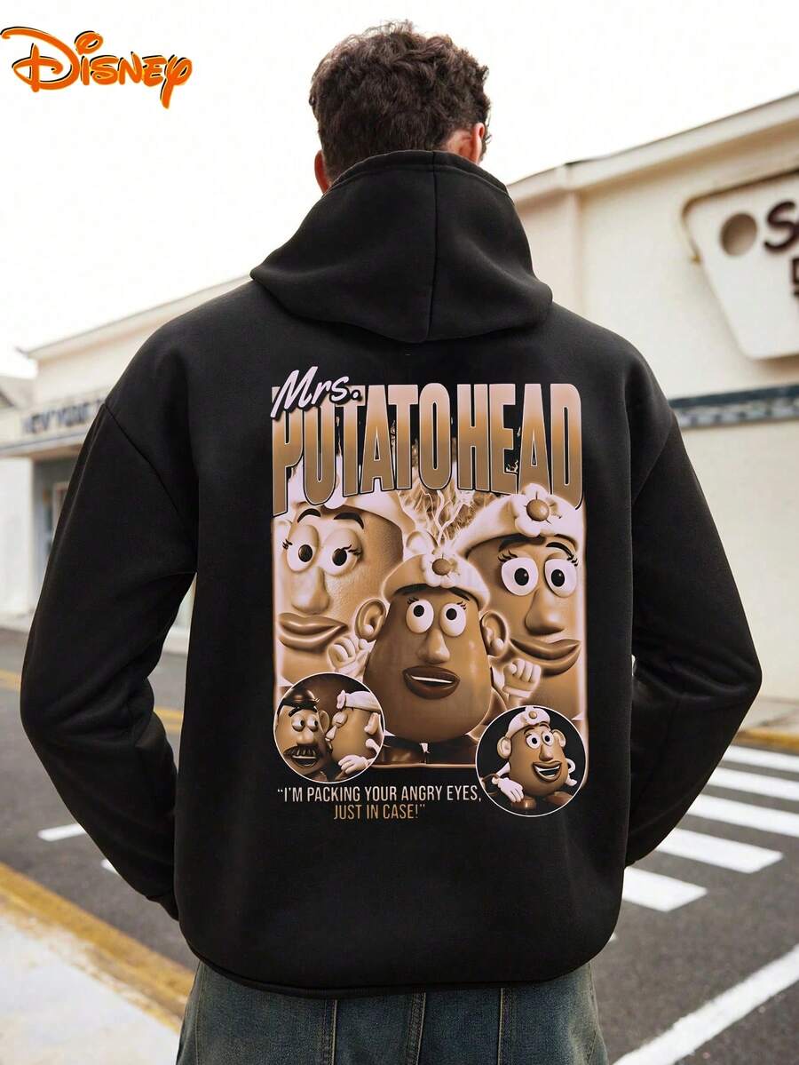 Men's Disney Hoodie, Retro Mrs. Potato Head Group Print, Bold & Nostalgic Design, Casual And Comfortable, Ideal For Toy Story Fans & Casual Outings - Black - View 1