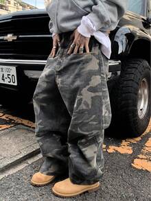 Quần jean denim rằn ri dáng rộng, phong cách đường phố thường ngày dành cho nam thiếu niên - Nhiều màu - Xem 1