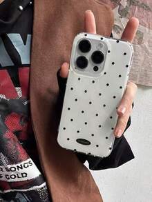 Minimalist Polka Dot English Design Shockproof Phone Case Compatible With IPhone 16 Pro Max/15/14 PLUS/13/12/11/12pro/13promax/14plus/15pro/XR 17 17Air 17promax, Minimalist Shockproof Phone Case, Full Body Protection Anti-Shock Hard Shell, Gift For Men And Women - Multicolor - View 2