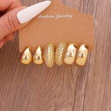 6-18件套时尚金属C形花朵不对称派对节日耳环套装，适合女性日常、节日、派对佩戴，轻盈CCB材质，女士时尚耳环套装 - 彩色 - 查看 2