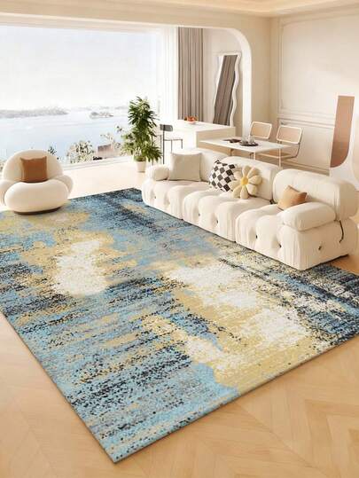 1pc Modern Abstract Style Indoor Large Rug, New Faux Wool Washable Bottom Indoor Carpet, Living Room Rug, Sofa Rug, Bedroom Rug, Bedside Anti-Slip Mat, Room Floor Mat, Dining Kitchen Rug, Office Chair Pad, Entryway Doormat, Outdoor Picnic Blanket, Outdoor Camping Mat