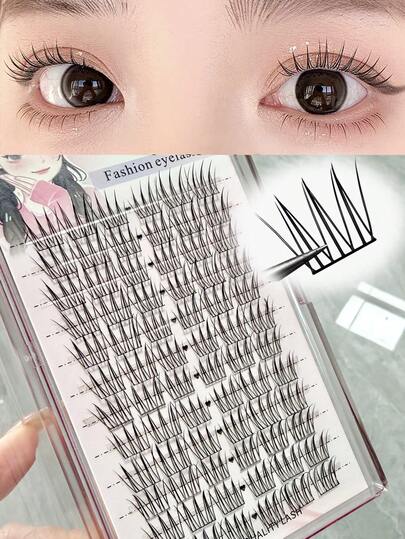 anlinnet 72pcs/Box 1D 0.07mm Faux Mink Eyelashes, C-Curl Curly 10-13mm Mixed Length, Fluffy Natural Look False Eyelashes, Infused With Vitamin E, Reusable DIY Eyelash Extension Kit, Suitable For Beginners