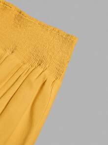 Women's Solid Color Minimalist Versatile Ruffle Hem Skirt Spring - Yellow - View 4