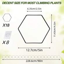 Metal Plant Trellis Set For Climbing Plants, 18 Geometric Plant Stands & 8 Hooks, Indoor Outdoor Vine Support For Monstera Pothos Ivy, Garden Wall Grid Plant Decor Accessories - B-黑色 - 查看 2