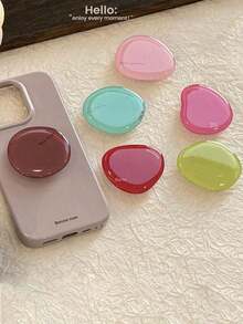 1pc Stylish Minimalist Colorful Phone Holder, Retractable Cushion Multi-Function Foldable Slouchy Desktop Phone Stand Compatible With, Android Phone, Birthday, Family, Friends Gifts Birthday Push-Pull Phone Grip Phone Accessories - Đỏ - Xem 3